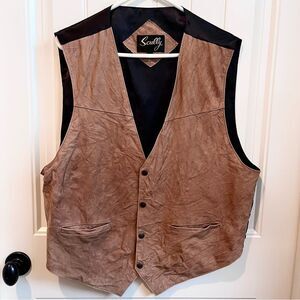 Scully leather vest men’s size XXL Oklahoma Western Button Dressy front pockets